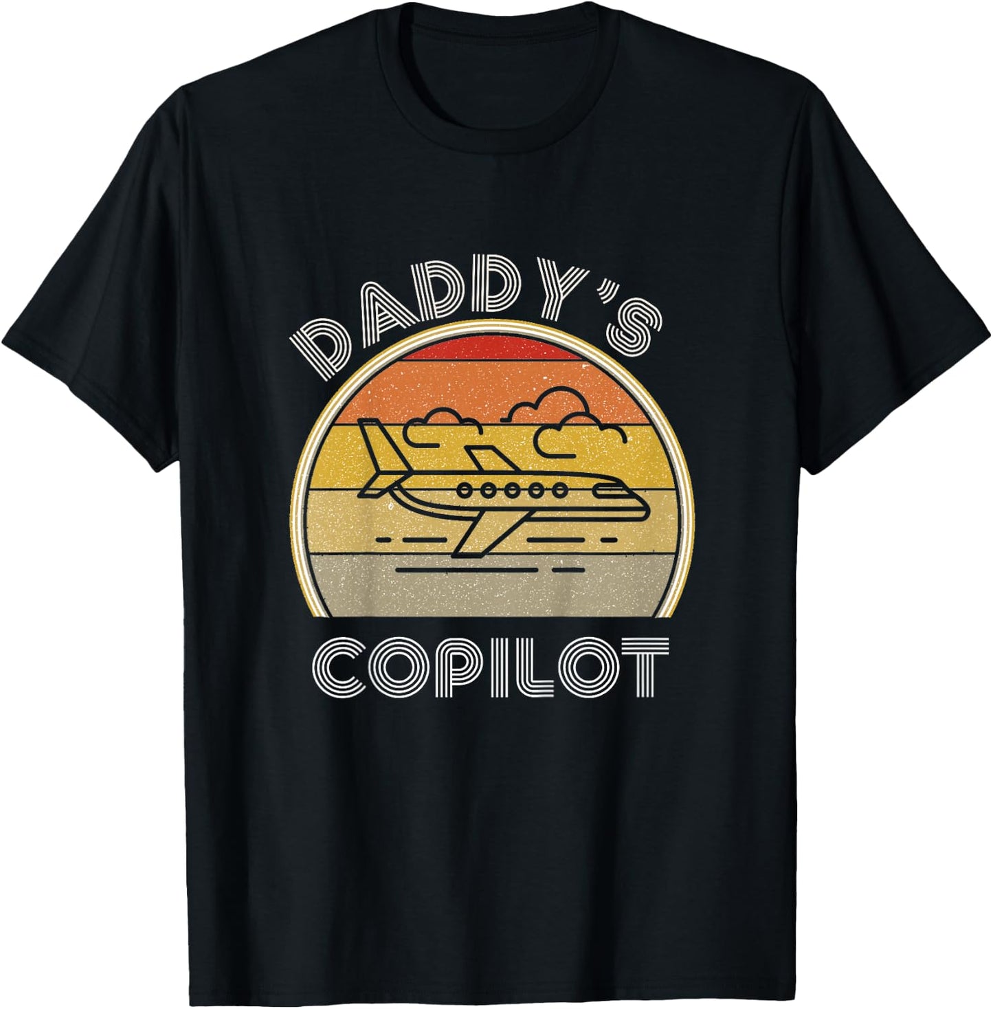Airplane Lover Kids Future Pilot Daddys CoPilot Son Daughter T-Shirt - T-Shirt | Black