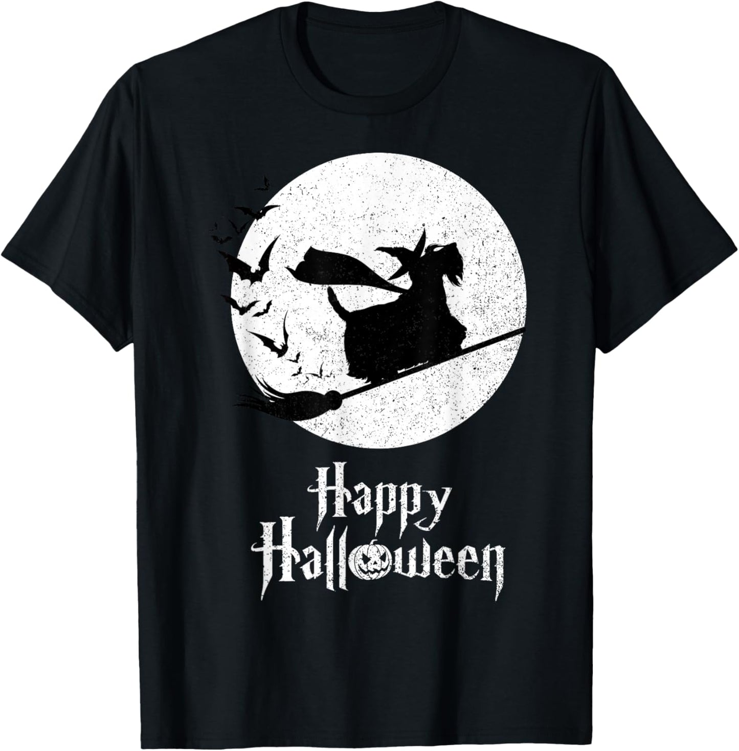 Funny Halloween Costume Witch SCOTTIE Dog Lover Gift Women Kids T-Shirt - T-Shirt | Black