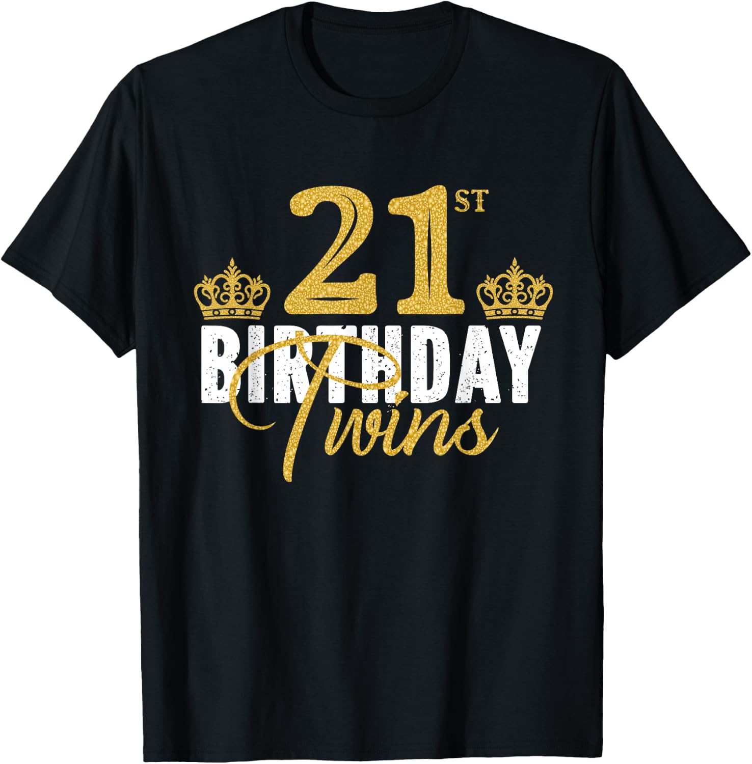 21st Birthday Twins 21 Years Old Twin Brother And Sister T-Shirt - T-Shirt | Black