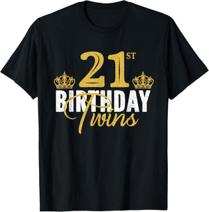 21st Birthday Twins 21 Years Old Twin Brother And Sister T-Shirt - T-Shirt | Black