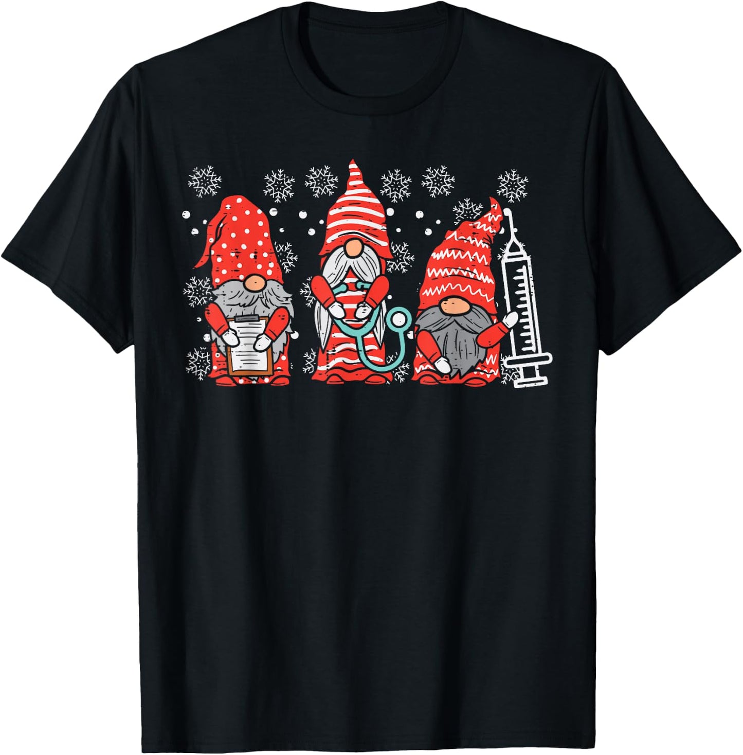 Nurse Christmas Gnomes Cute Xmas Scrub Top for Nurses Women T-Shirt - T-Shirt | Black