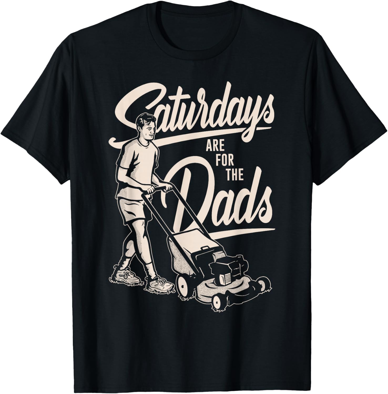 Funny Father's Day Mow Saturday for Dad Retro T-Shirt - T-Shirt | Black