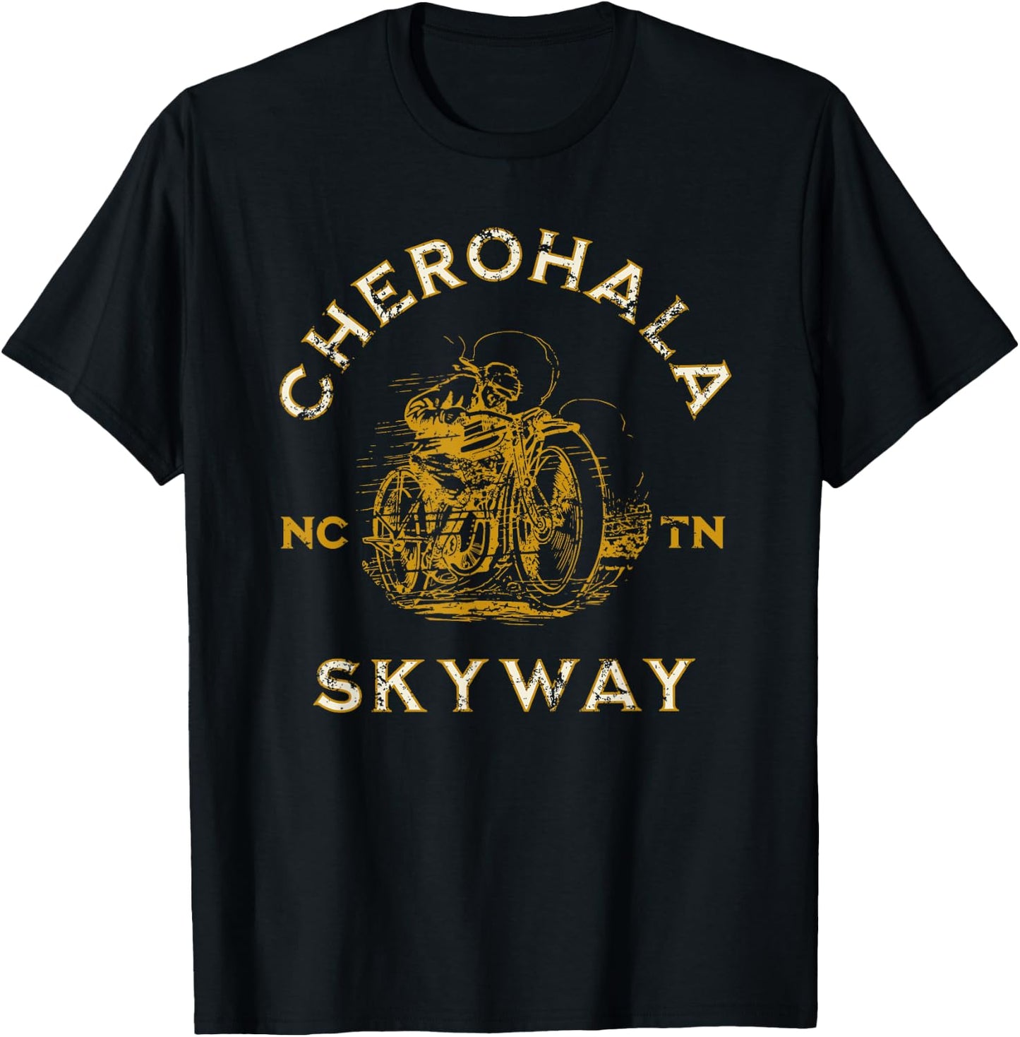Cherohala Skyway NC and TN USA Motorcycle Design T-Shirt - T-Shirt | Black