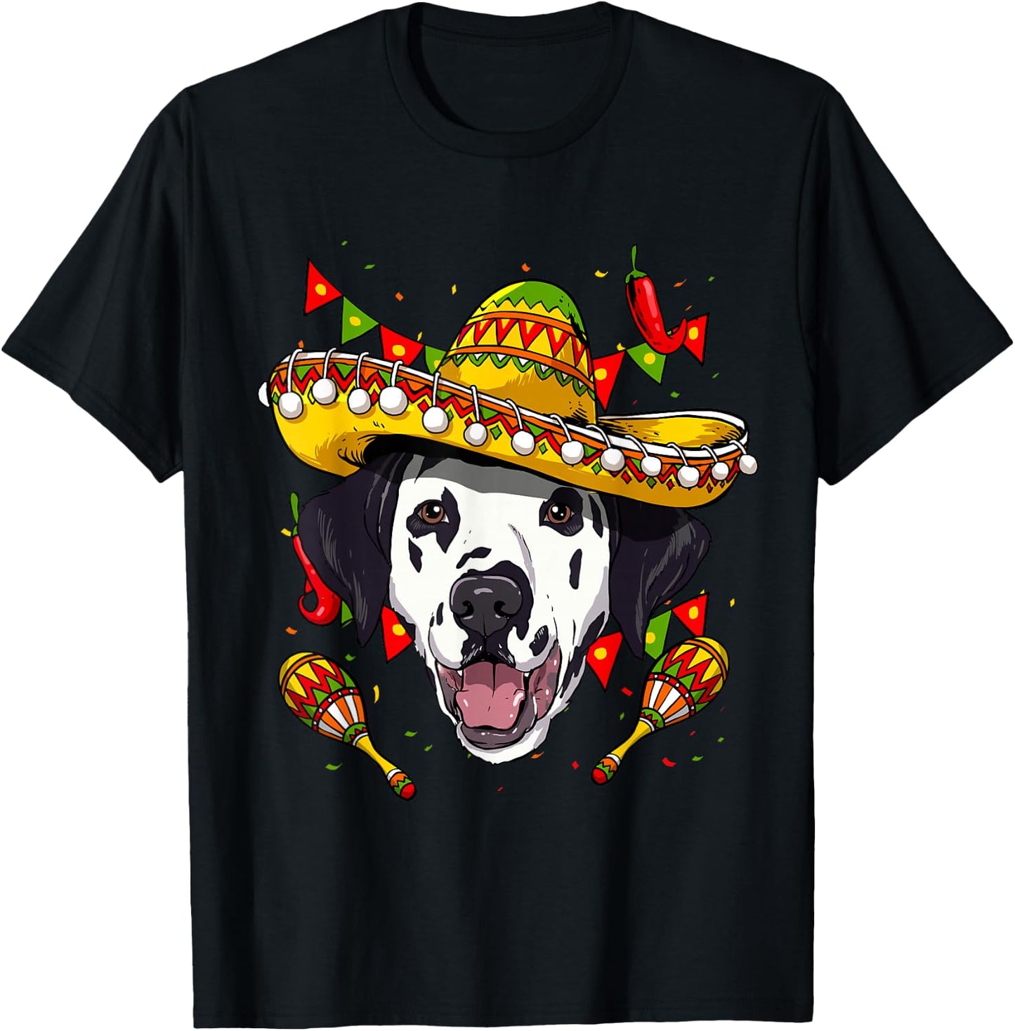 Cinco de Mayo Dalmatian Men Women Kids Sombrero T-Shirt - T-Shirt | Black