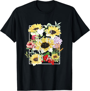 Flowers of Ukraine Word Art - Ukrainian Pride T-Shirt - T-Shirt | Black