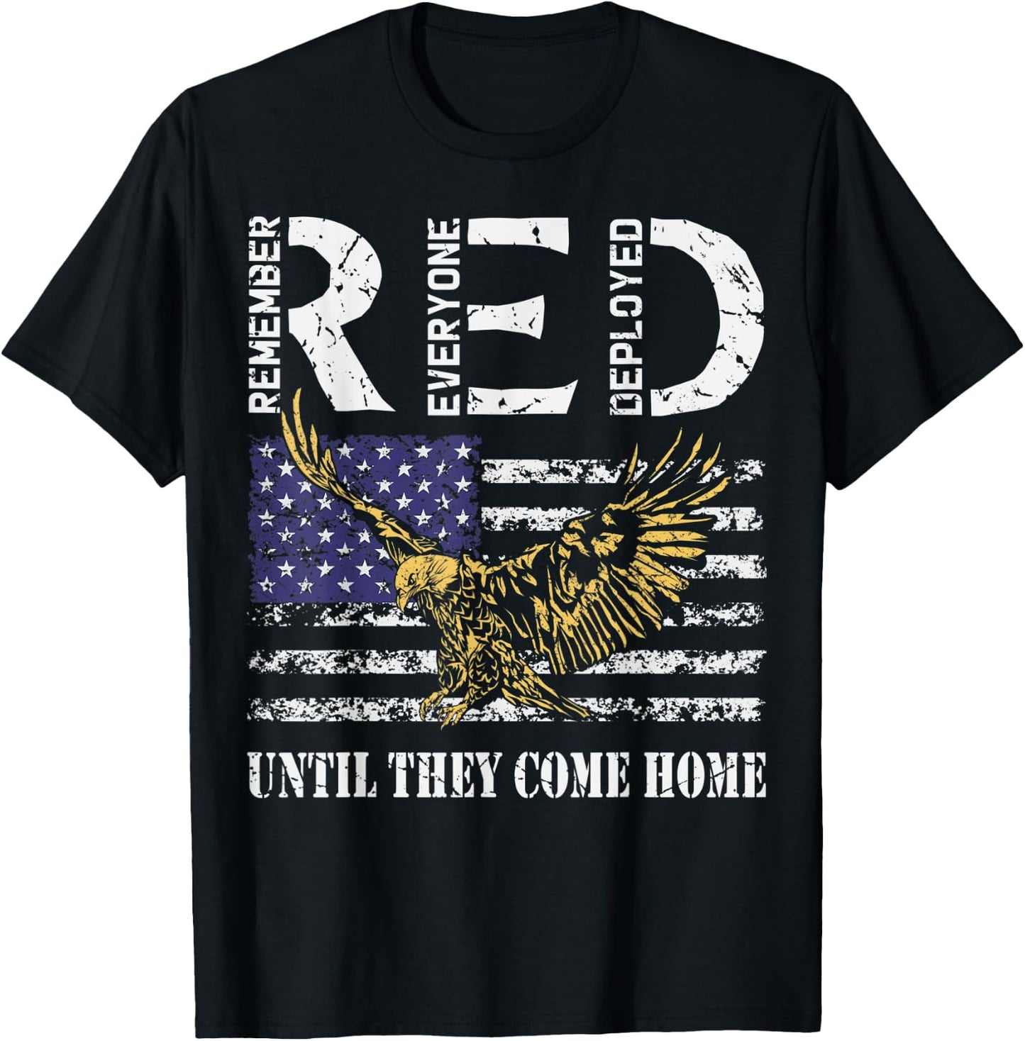 On Friday We Wear Red Retro American Flag Eagle RED Friday T-Shirt - T-Shirt | Black