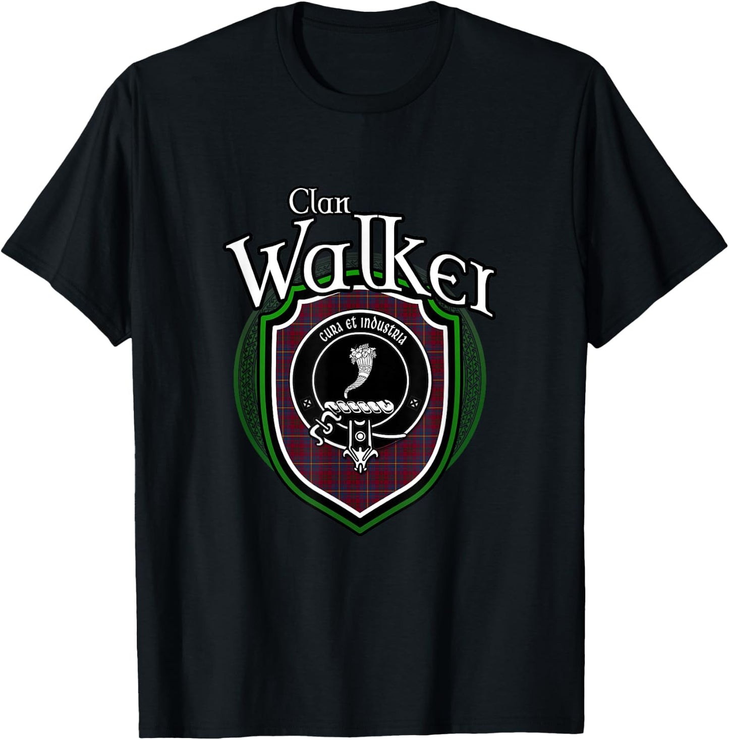 Walker Clan Crest | Scottish Clan Walker Family Badge T-Shirt - T-Shirt | Black