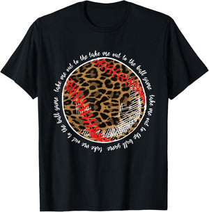 Take Me Out To The Ball Game Baseball Leopard Team Player T-Shirt - T-Shirt | Black