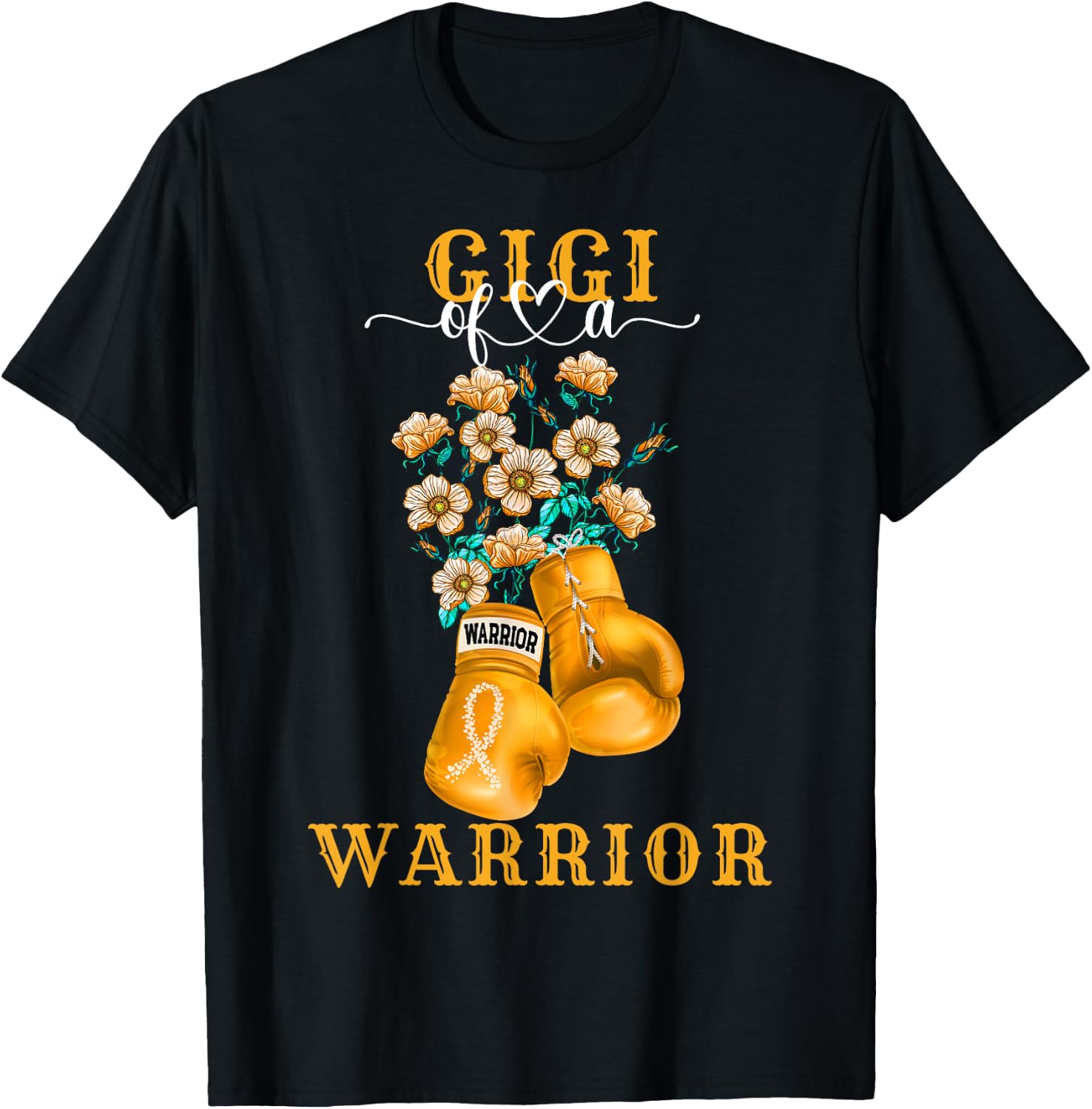 Gigi Of A Warrior Childhood Cancer Awareness Support Squad T-Shirt - T-Shirt | Black