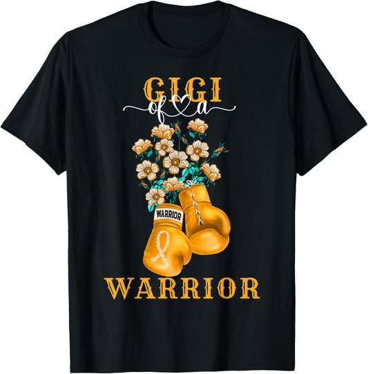 Gigi Of A Warrior Childhood Cancer Awareness Support Squad T-Shirt - T-Shirt | Black