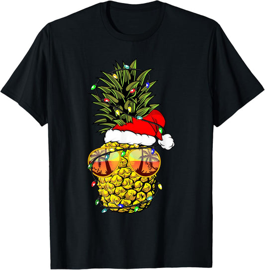 Pineapple Christmas Tree or Christmas in July Pineapple T-Shirt - T-Shirt | Black