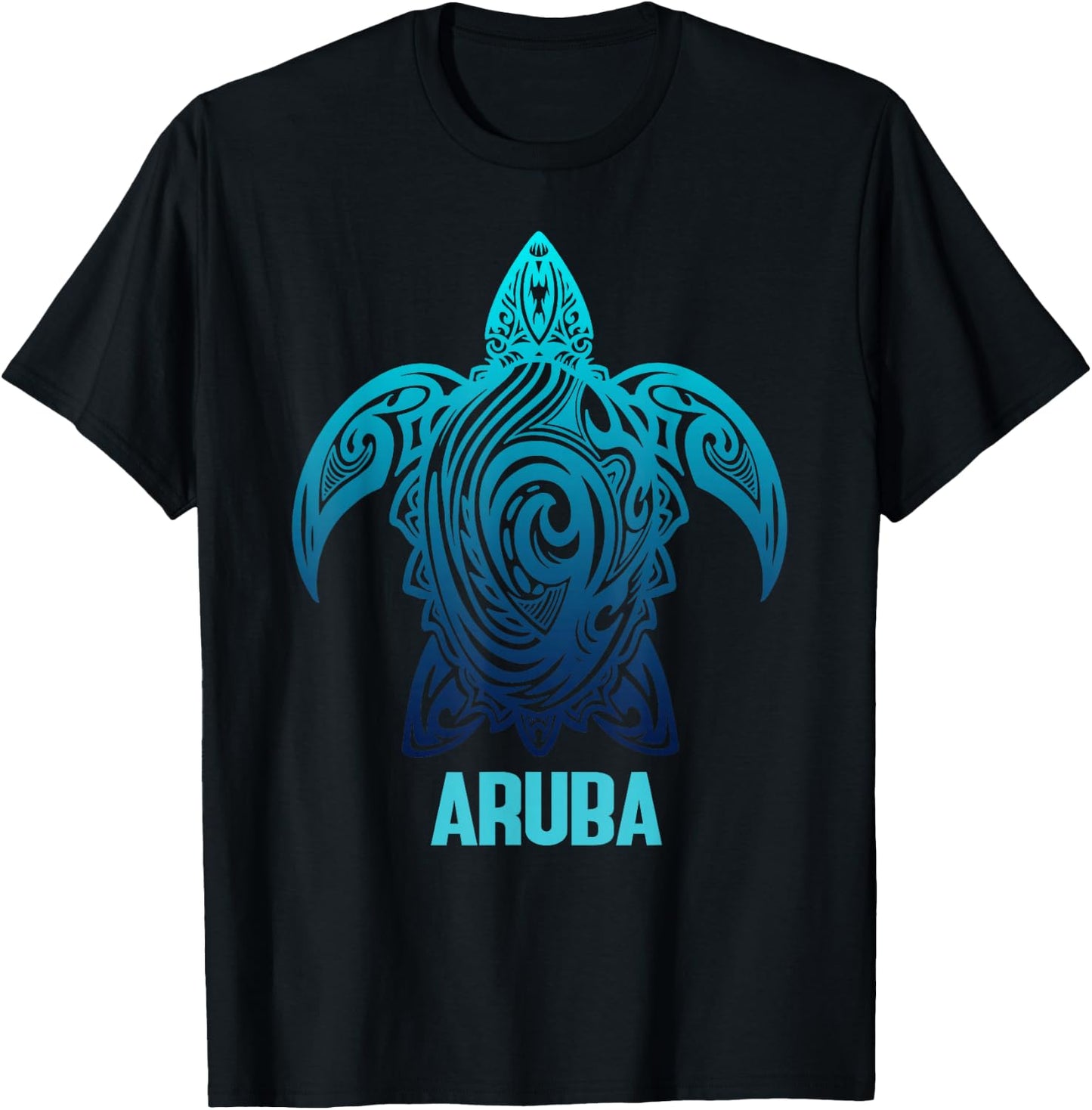 Aruba Tribal Sea Turtle Surfer Diver T-Shirt - T-Shirt | Black