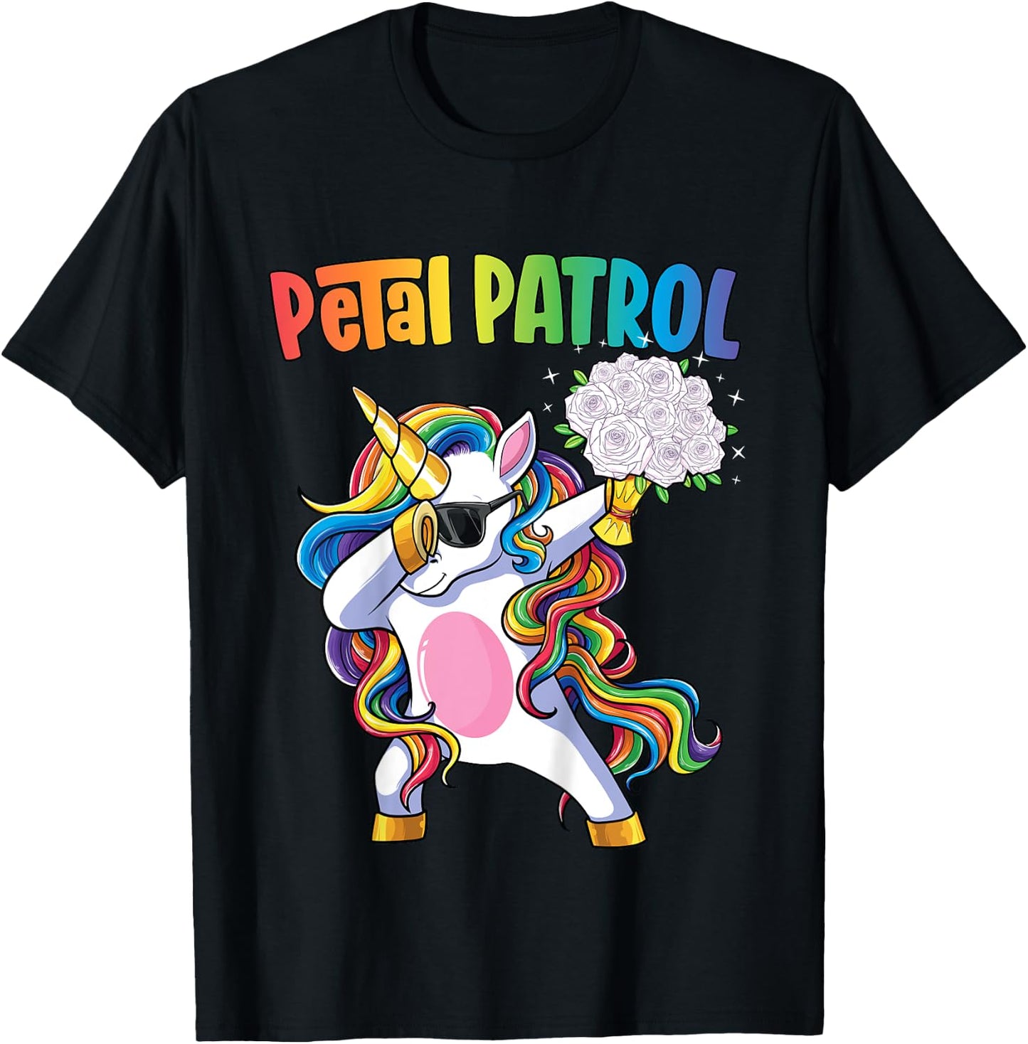 Petal Patrol Shirt Flower Girl Unicorn Girls Wedding T-Shirt - T-Shirt | Black