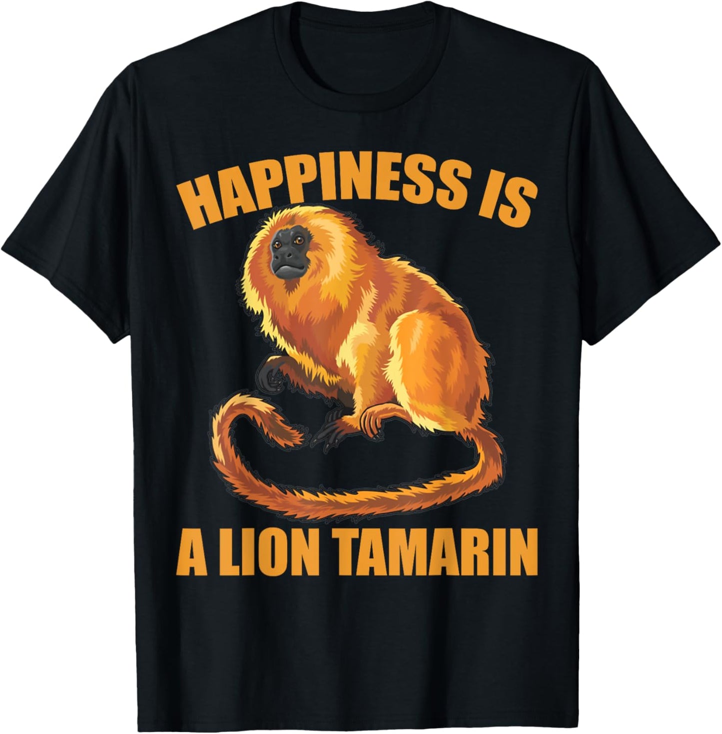 Happiness is A Golden Lion Tamarin Monkeys Zoo Keeper T-Shirt - T-Shirt | Black