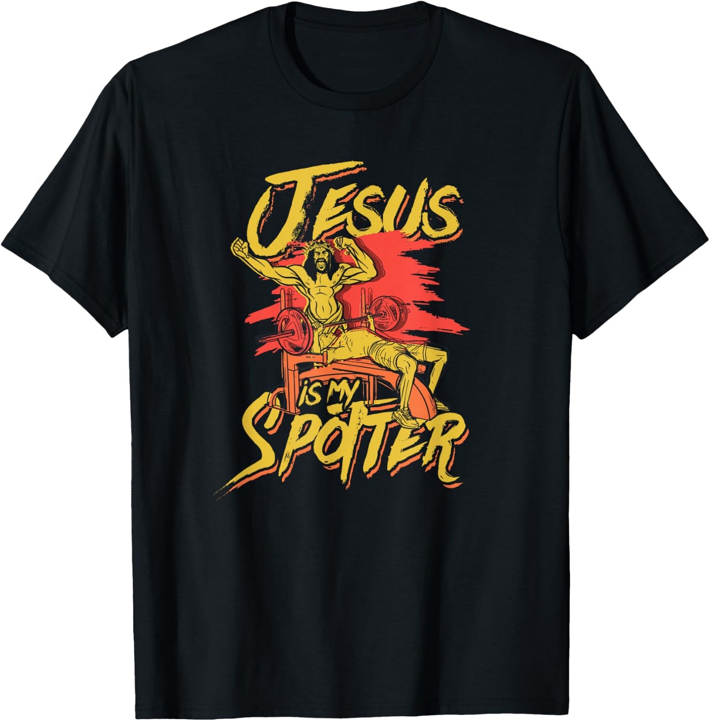Jesus is my spotter -Jesus lifting and bodybuilding training T-Shirt - T-Shirt | Black