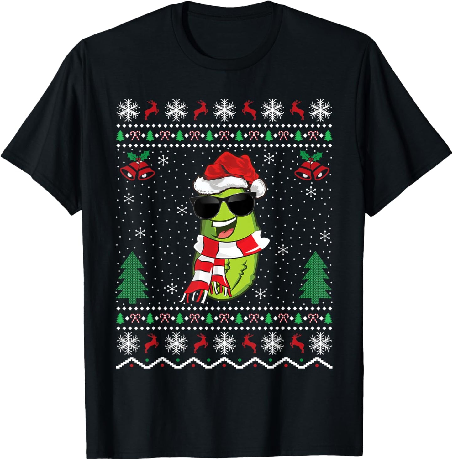 Funny Santa Pickle Xmas Gift Ugly Pickle Christmas T-Shirt - T-Shirt | Black