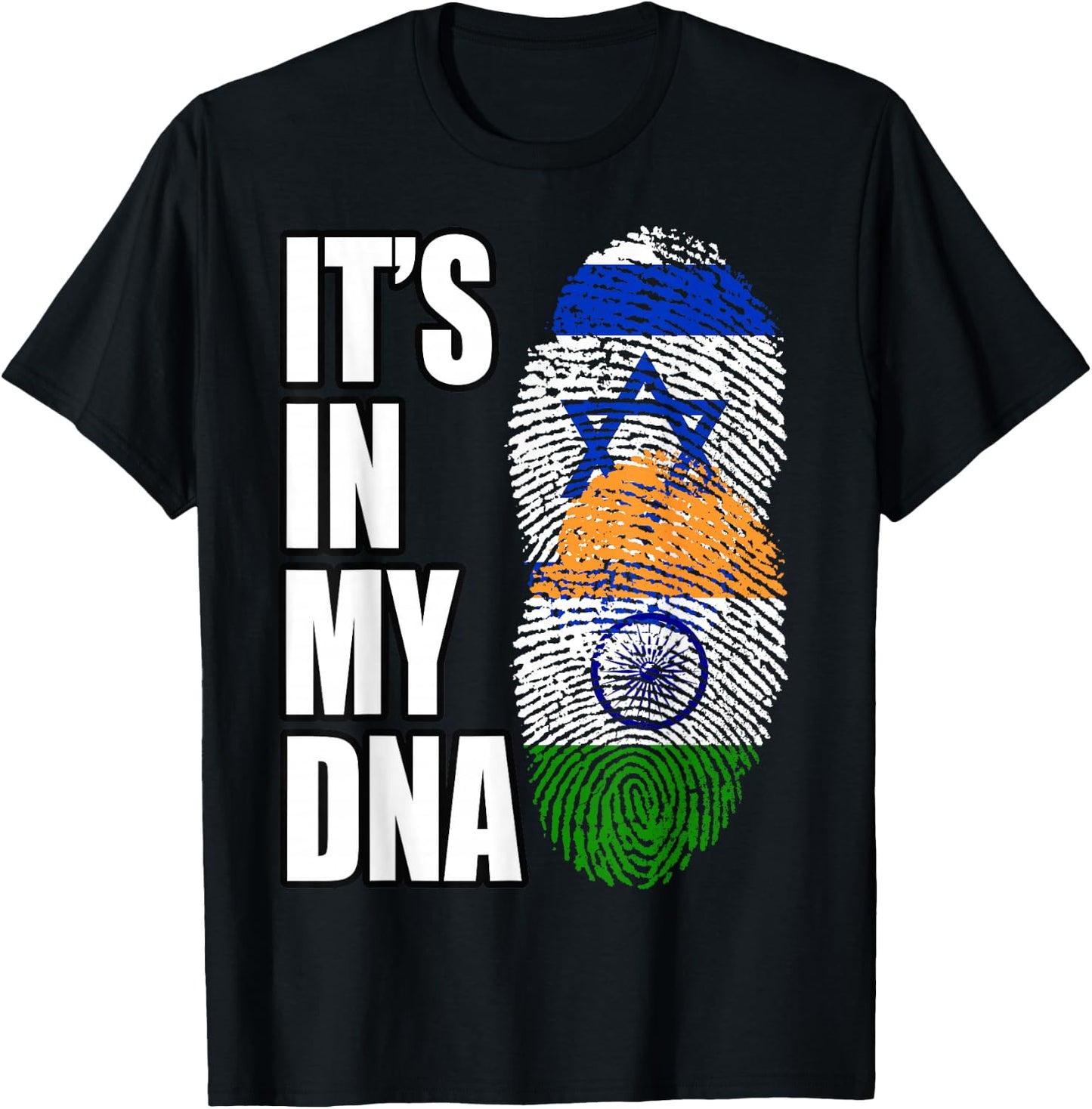 Indian And Israeli Mix DNA Flag Heritage T-Shirt - T-Shirt | Black