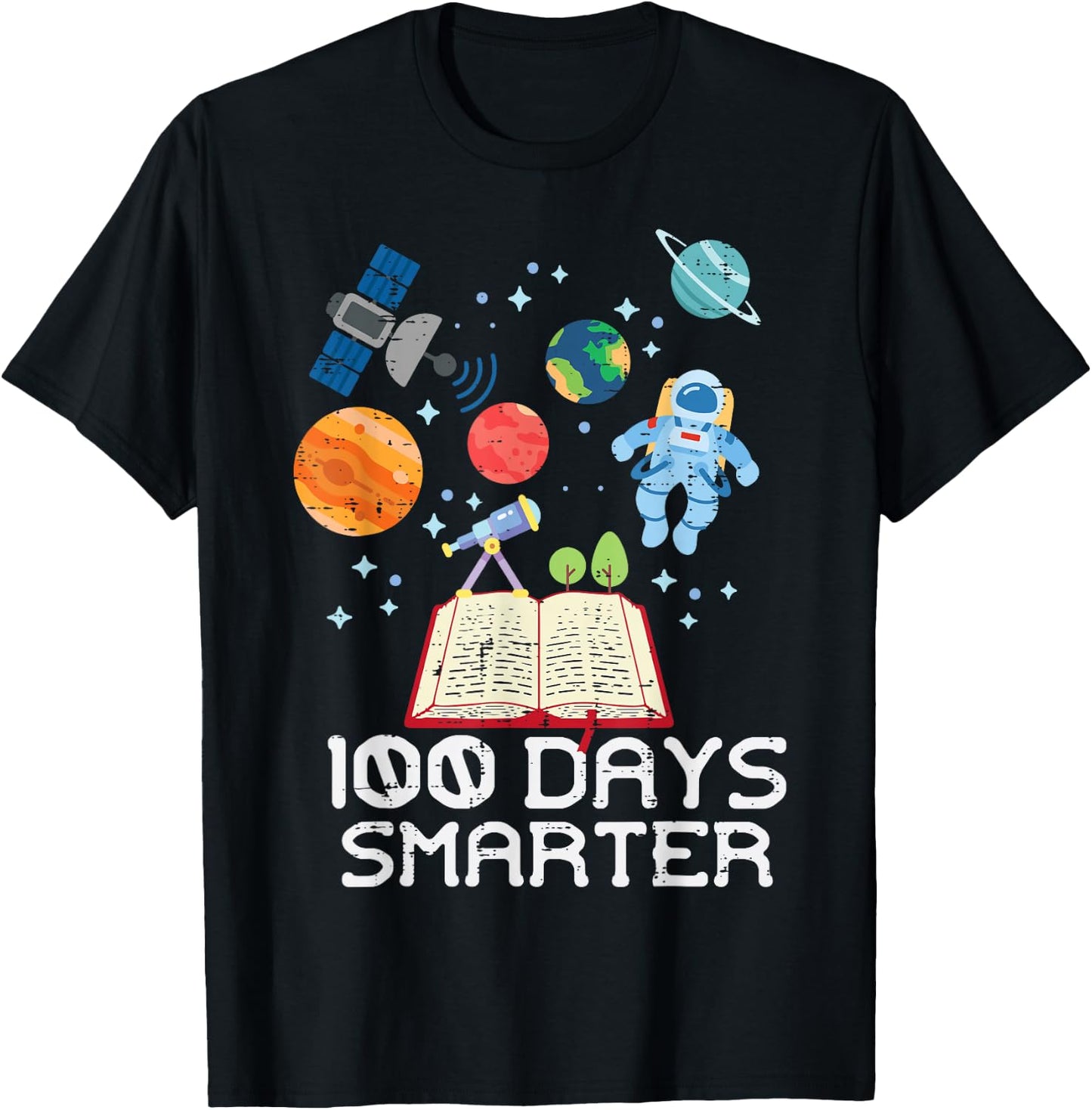 100 Days Smarter Space Astronaut 100th Day School Boys Kids T-Shirt - T-Shirt | Black