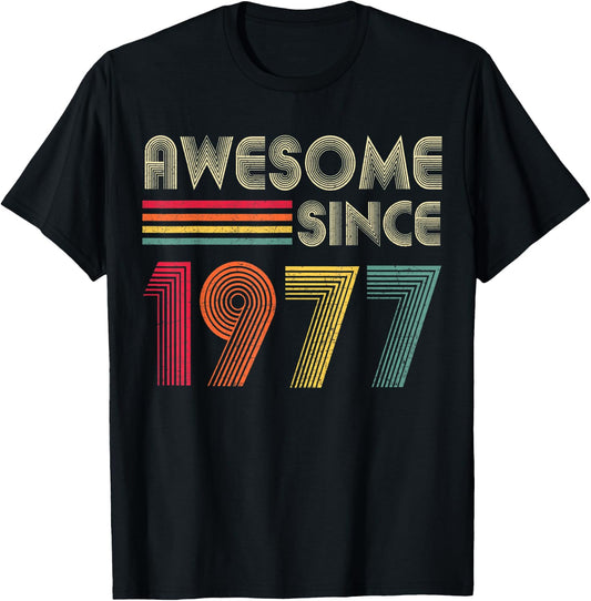 Awesome Since 1977 45th Birthday Retro T-Shirt - T-Shirt | Black
