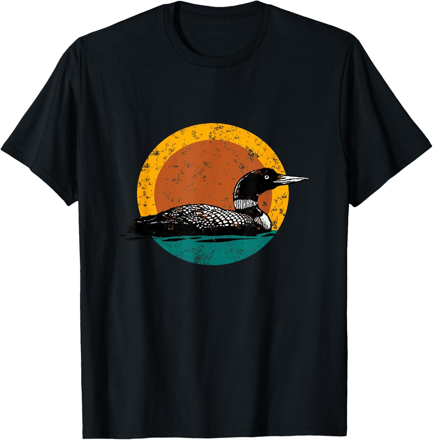 Faded Loon Earthy Design with Retro Colors T-Shirt - T-Shirt | Black