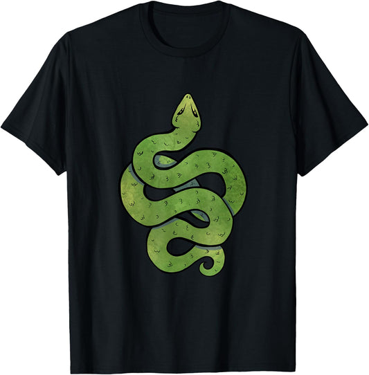 Green Snake Art Snake Symbol T-Shirt - T-Shirt | Black