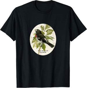 Retro Antique Rose-Breasted Grosbeak Vintage Bird Design T-Shirt - T-Shirt | Black