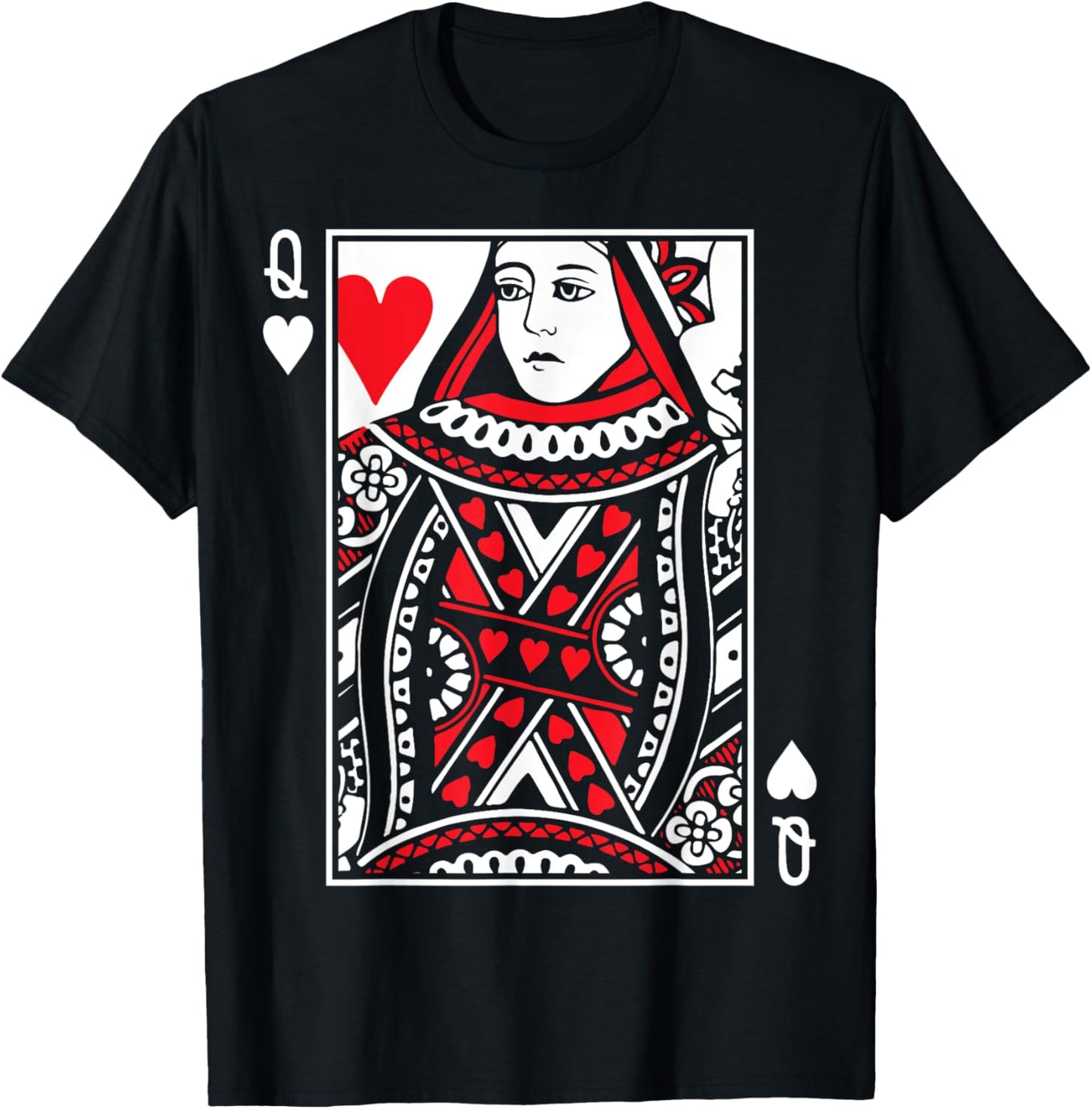 Queen Of Hearts - Poker Cards Costume (King also Available) T-Shirt - T-Shirt | Black