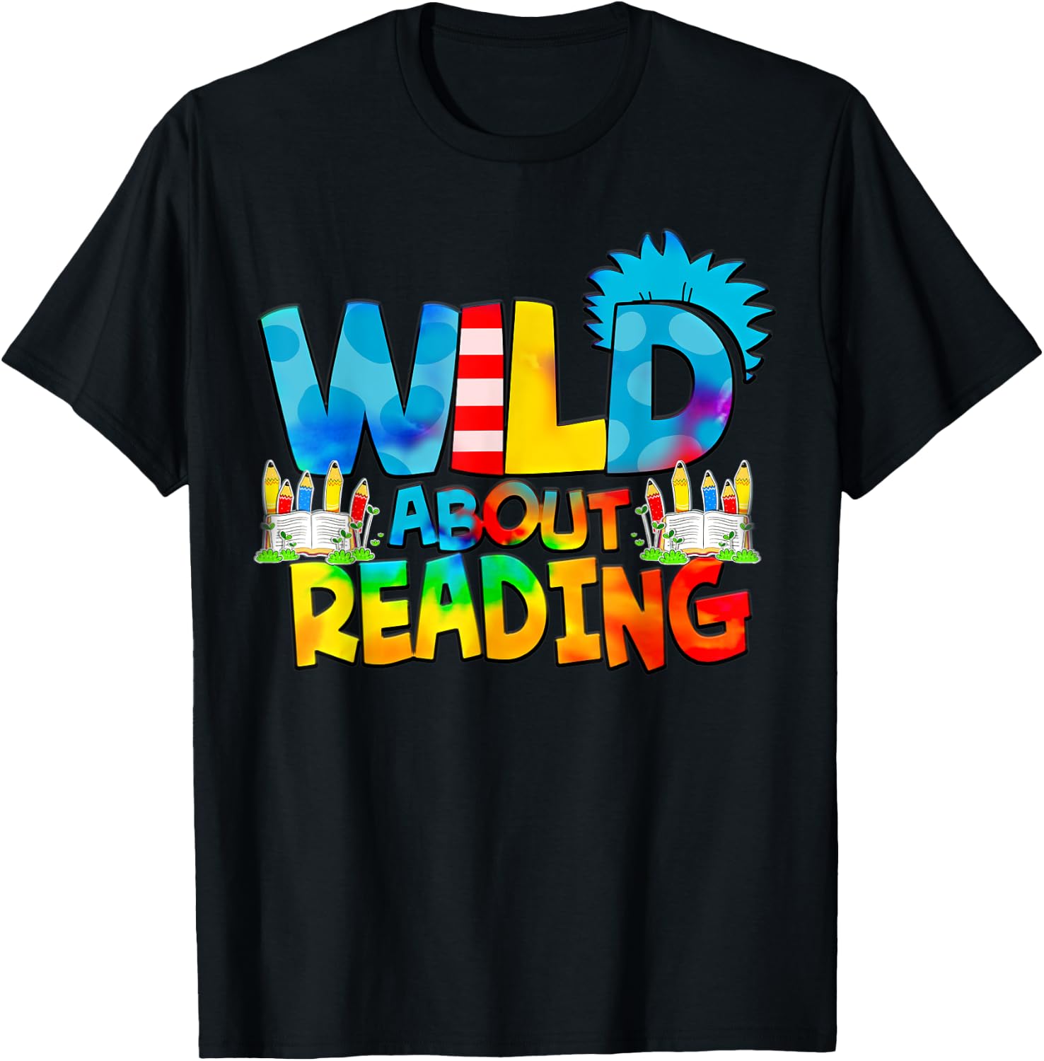 Wild for Reading Tie dye Rainbow Gifts T-Shirt - T-Shirt | Black