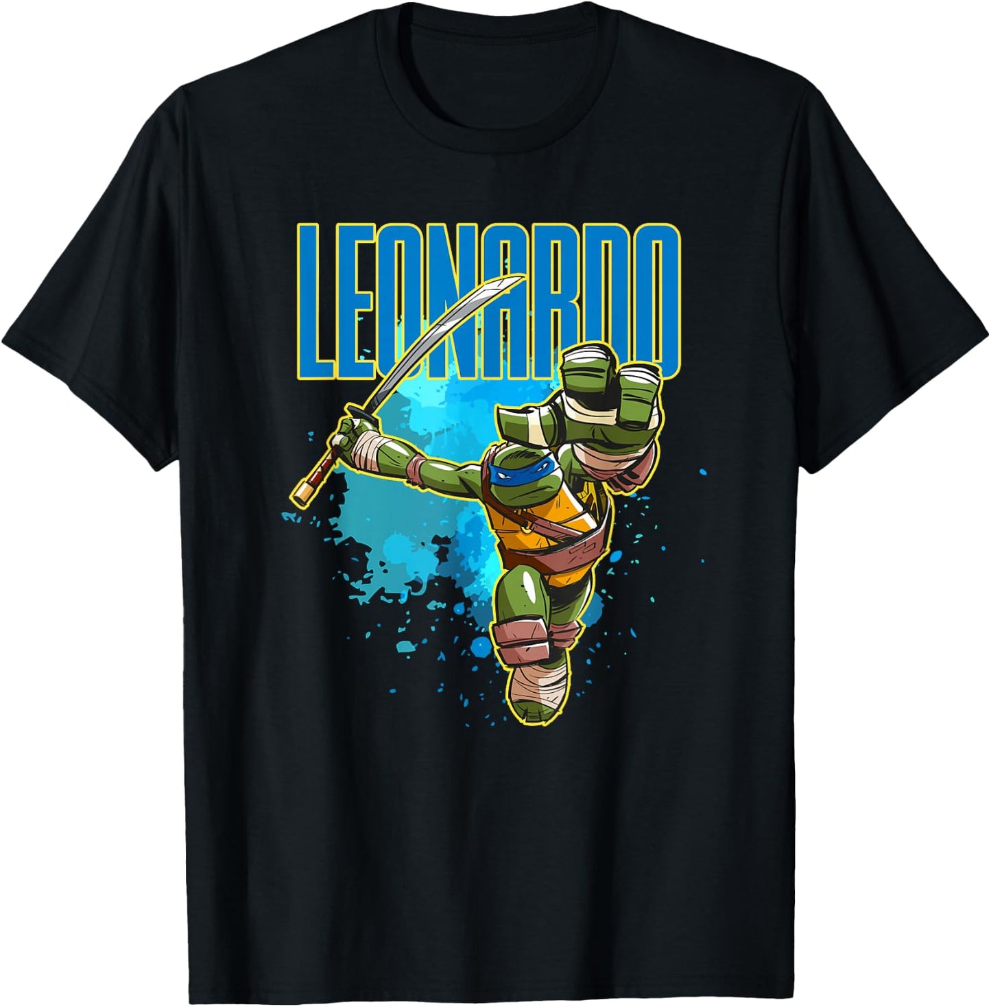 Leonardo - Blue Splatter Paint T-Shirt - T-Shirt | Black