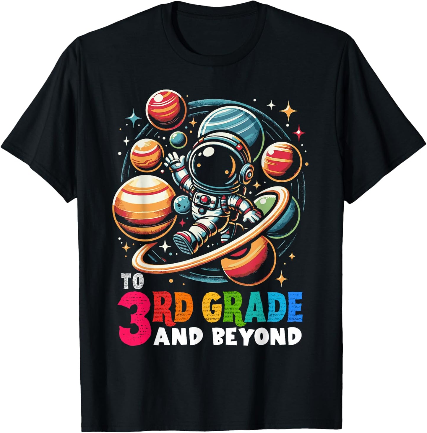 First day Boys Welcome back to School 3rd grade Astronaut T-Shirt - T-Shirt | Black