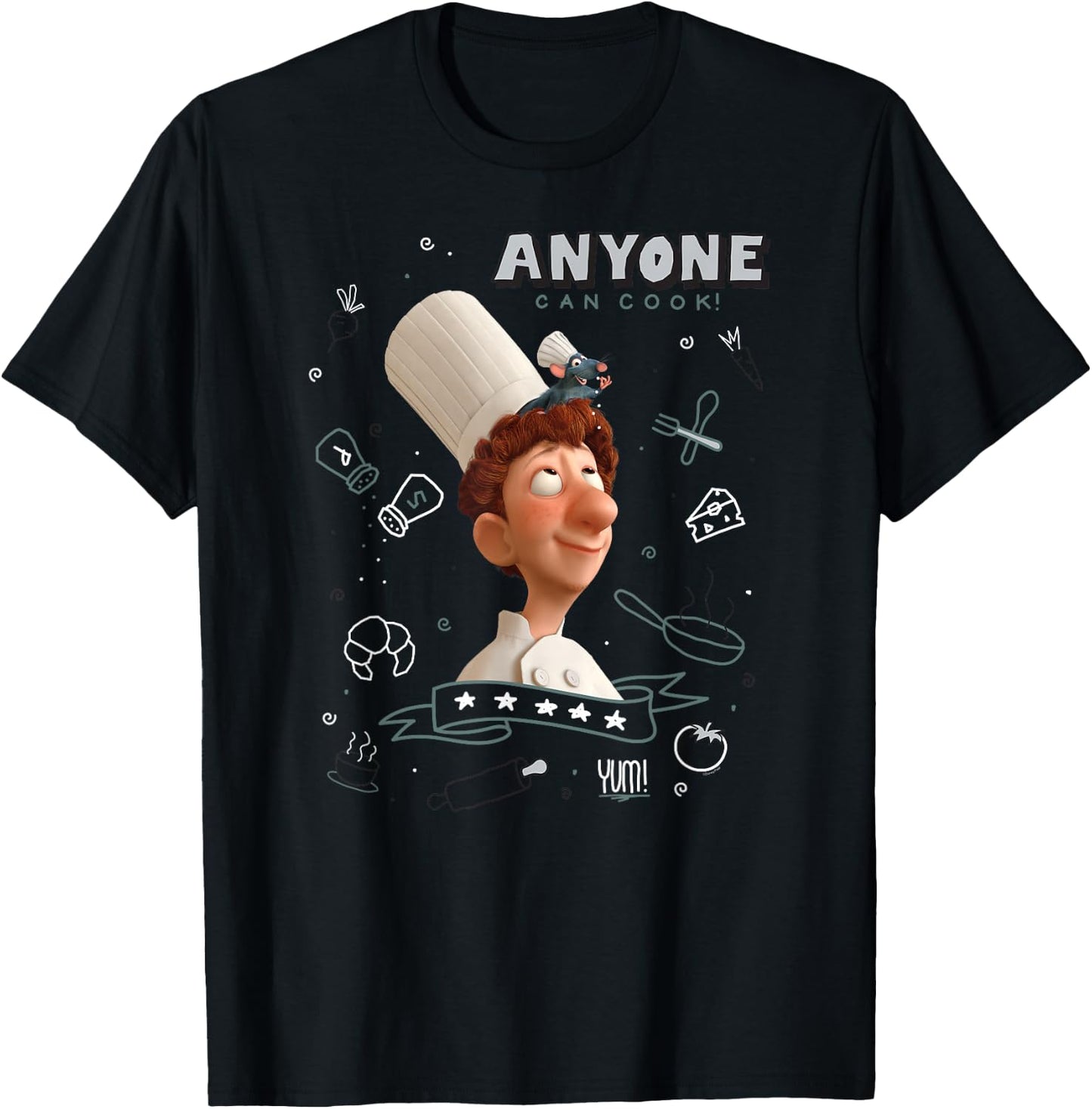 Disney Pixar Ratatouille Remy & Linguini Anyone Can Cook T-Shirt - T-Shirt | Black