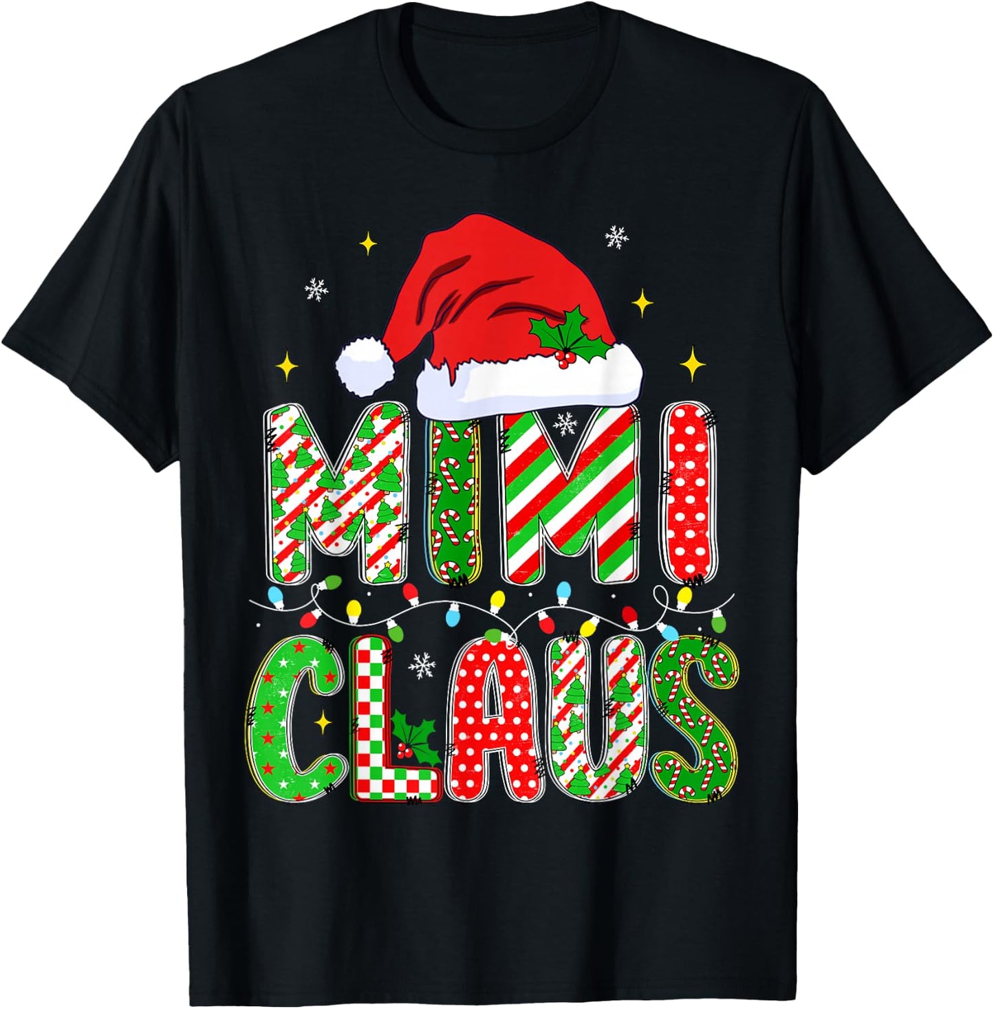 Christmas Mimi Claus Mom Women Family Matching Pajama T-Shirt - T-Shirt | Black