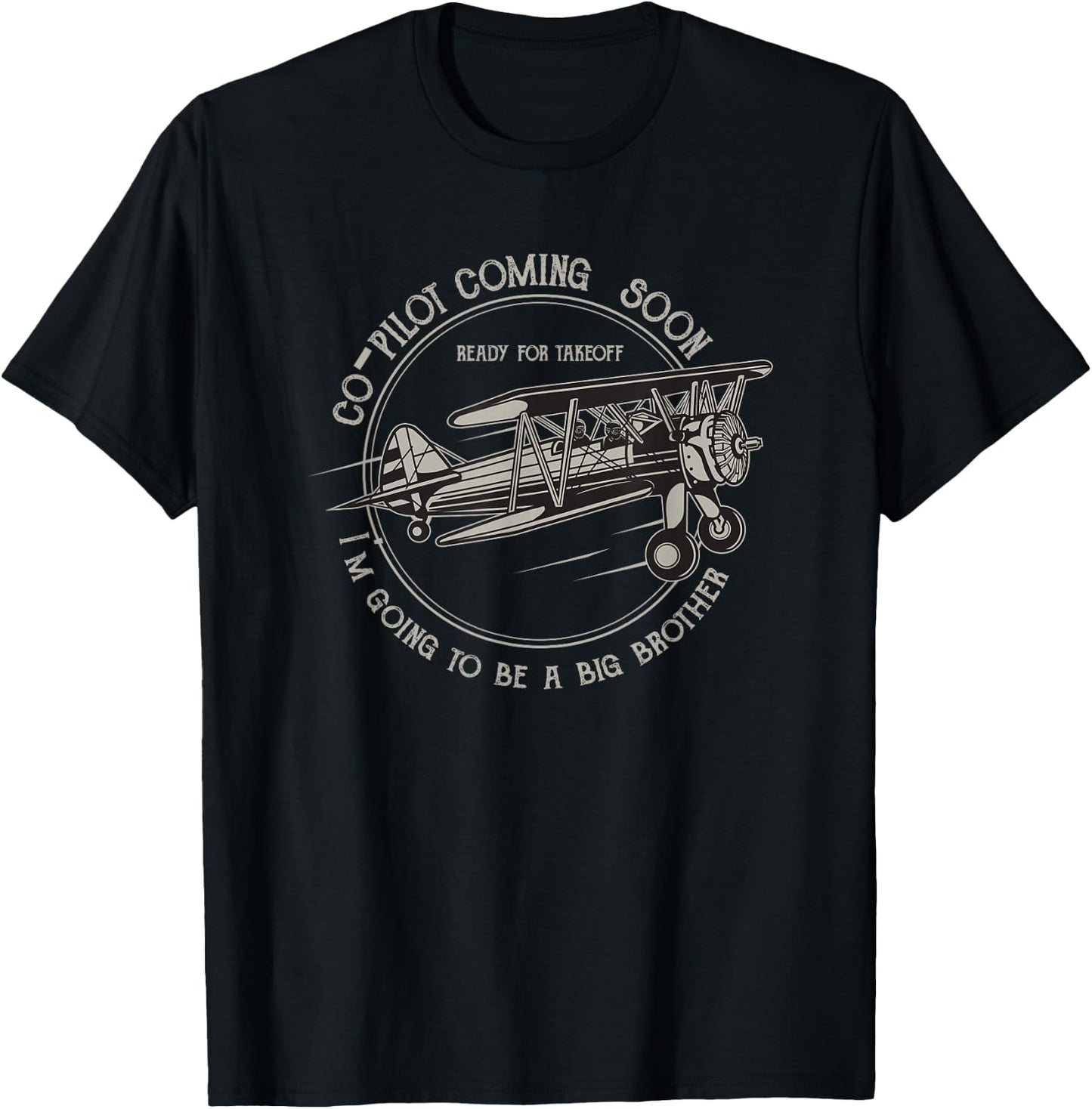 Going To Be A Big Brother Co-Pilot Aviation Plane T Shirt T-Shirt - T-Shirt | Black