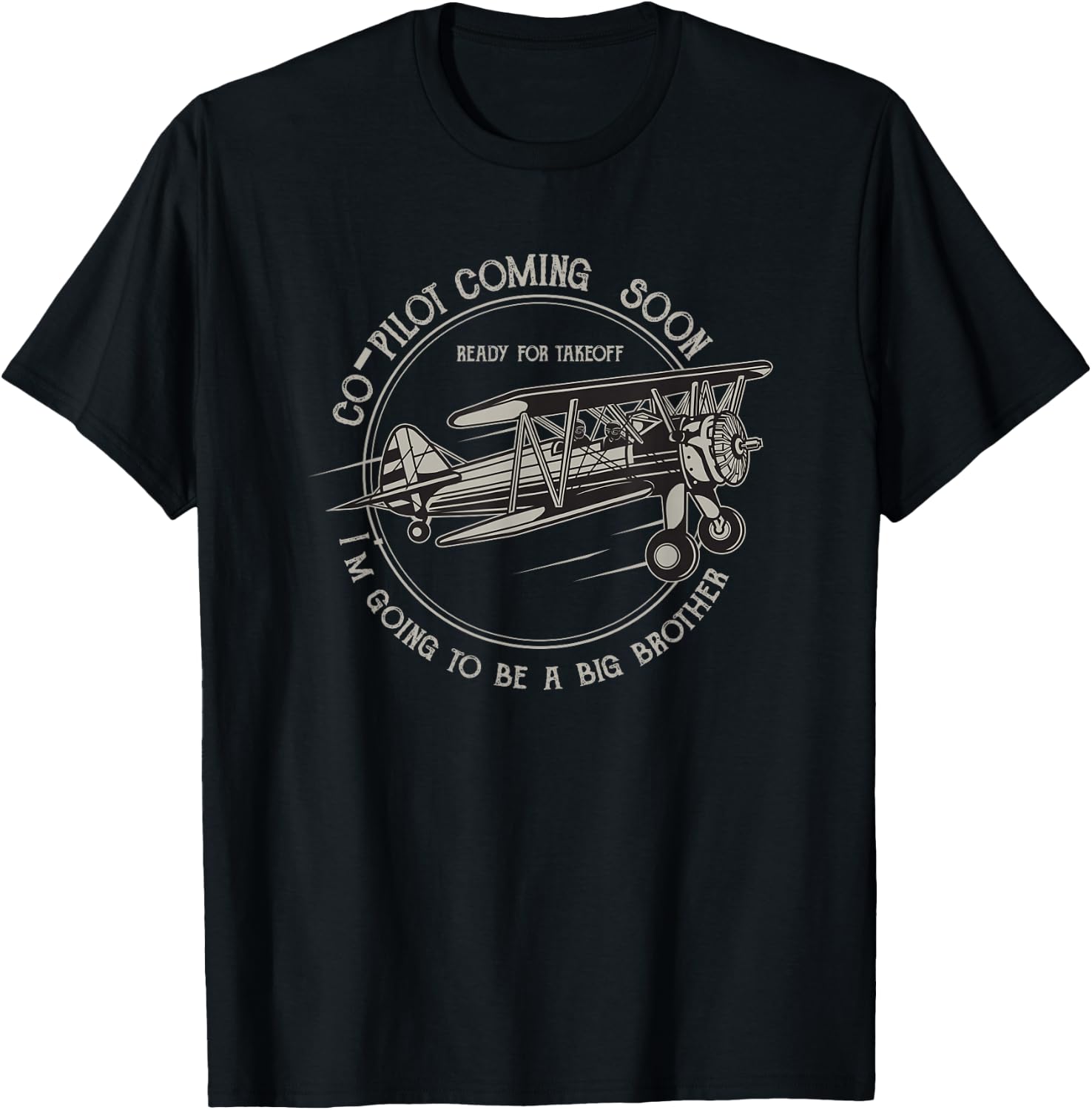 Going To Be A Big Brother Co-Pilot Aviation Plane T Shirt T-Shirt - T-Shirt | Black