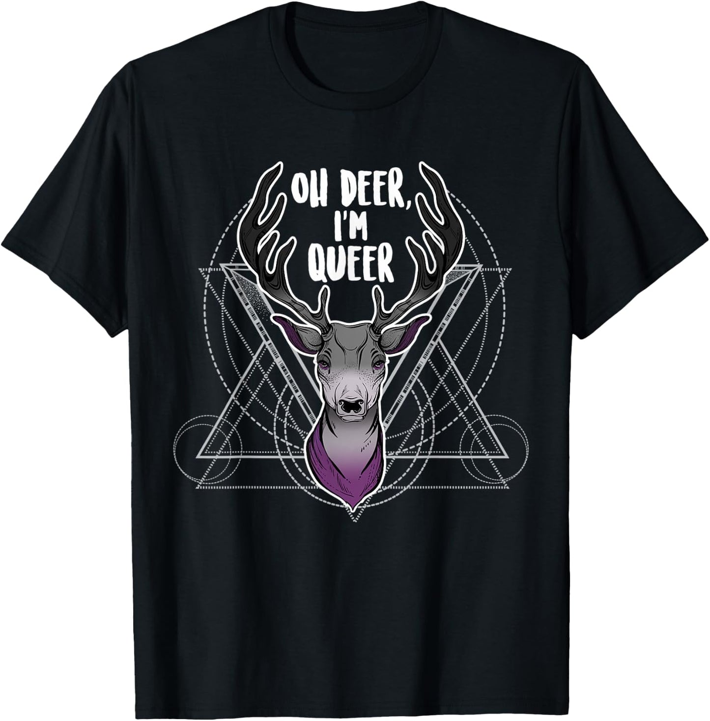 Asexual Oh Deer I'm Queer, Ace Pride Flag LGBT Festival Gay T-Shirt - T-Shirt | Black