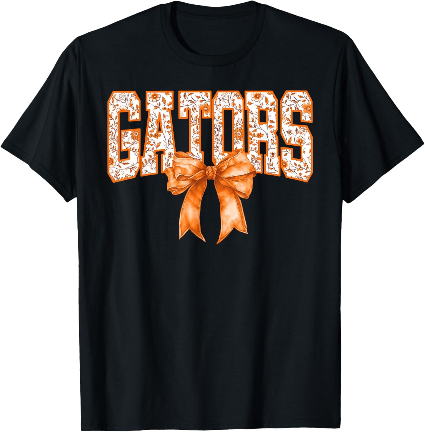 Gator Floral High School Sports Fan Team Spirit Mascot T-Shirt - T-Shirt | Black