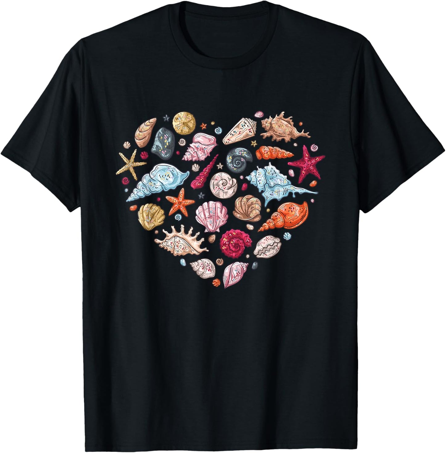 Seashells Heart | Seashell Collector Clam Seashell Lover T-Shirt - T-Shirt | Black