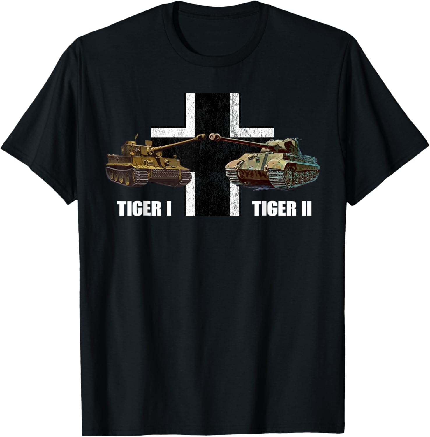WW2 Panzer Armored Tiger I Tiger II German Heavy Tank T-Shirt - T-Shirt | Black