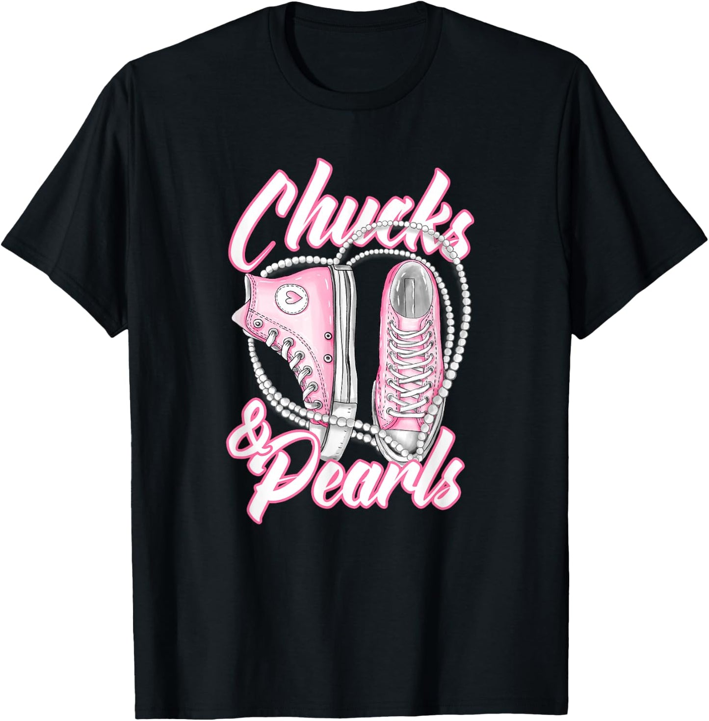 Chucks and Pearls T-Shirt - T-Shirt | Black