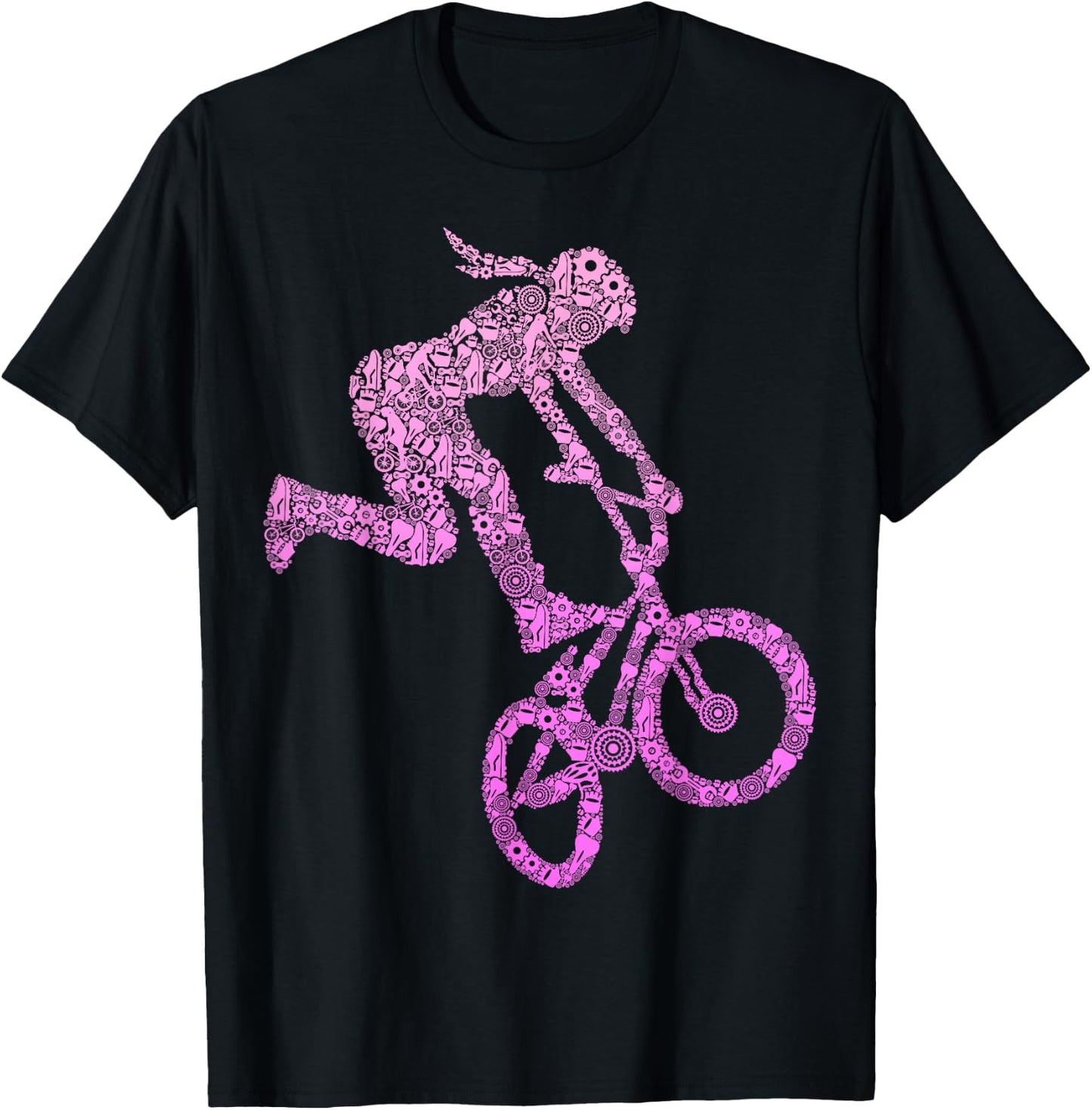 BMX Rider Girl Bike Bicycle Stunt Racing Kids Girls T-Shirt - T-Shirt | Black
