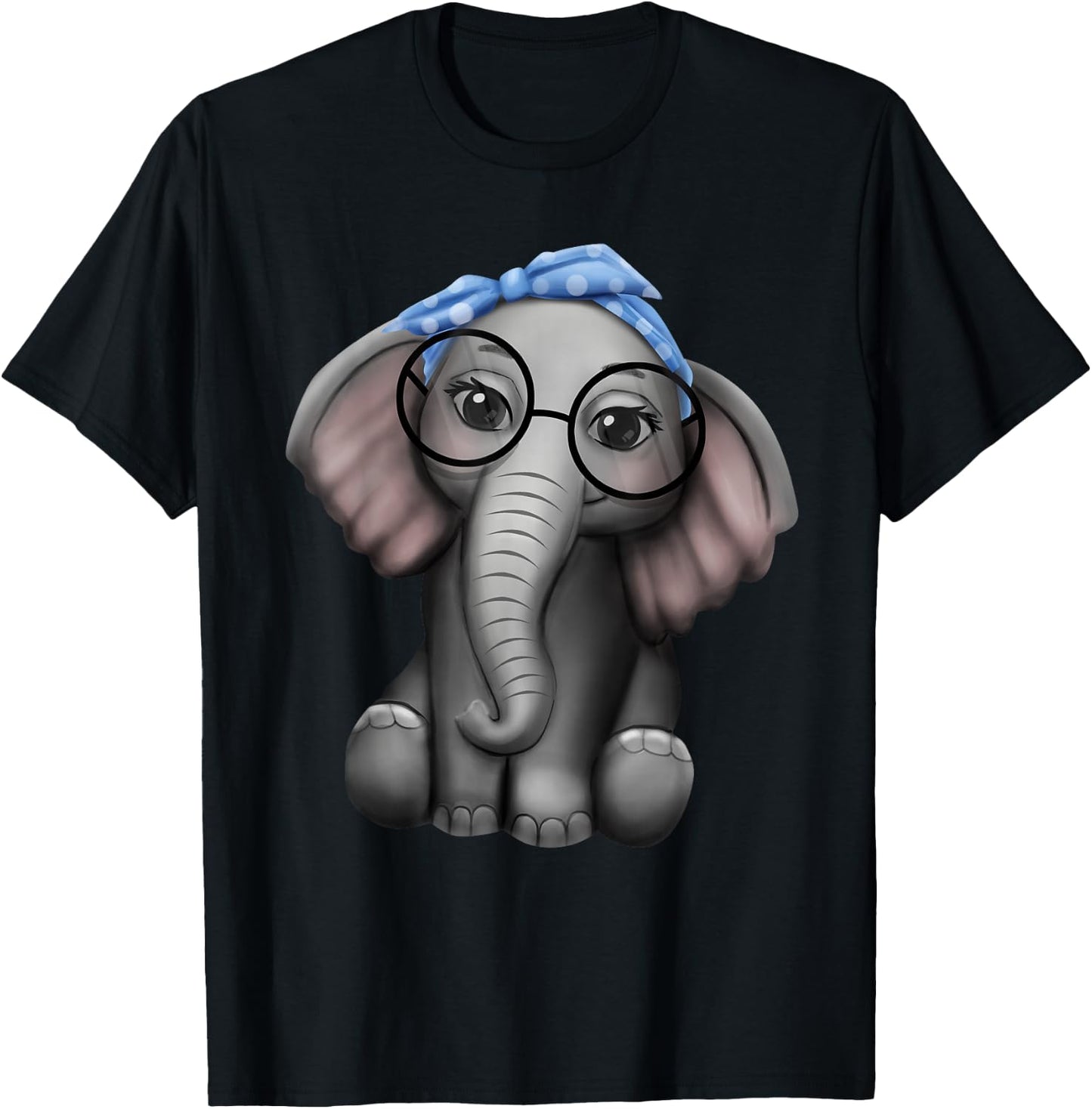 Elephant Nerd Glasses Headband Clothes Gift Elephant T-Shirt - T-Shirt | Black