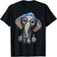 Elephant Nerd Glasses Headband Clothes Gift Elephant T-Shirt - T-Shirt | Black