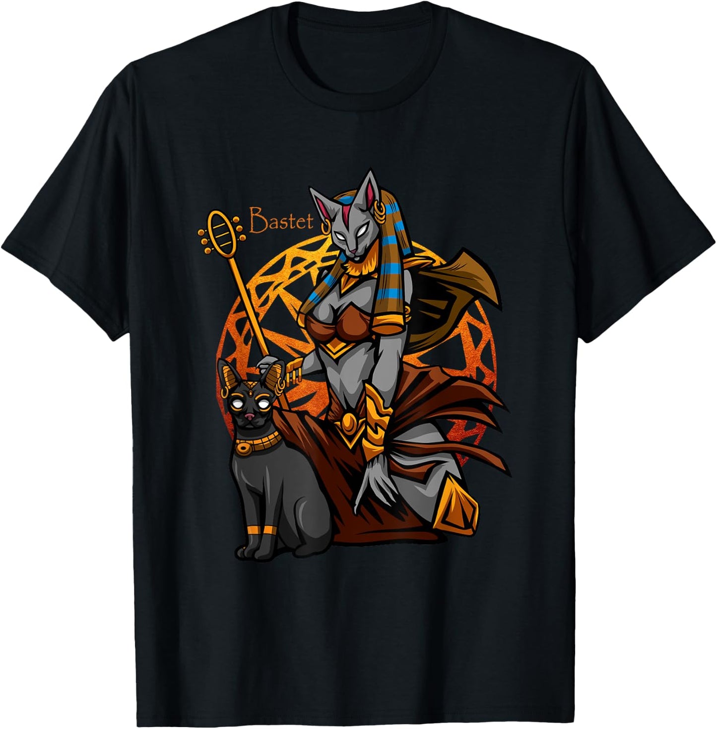 Bastet Egypt Cat Goddess - Ancient Egyptian Mythology Gods T-Shirt - T-Shirt | Black