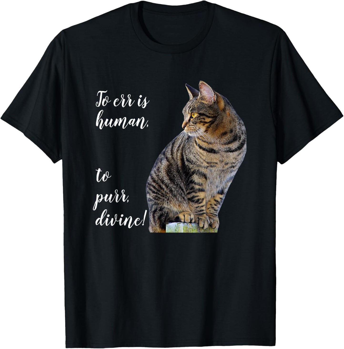 Tabby Cat Inspirational Quote, Gray Kitty Graphic T-Shirt - T-Shirt | Black