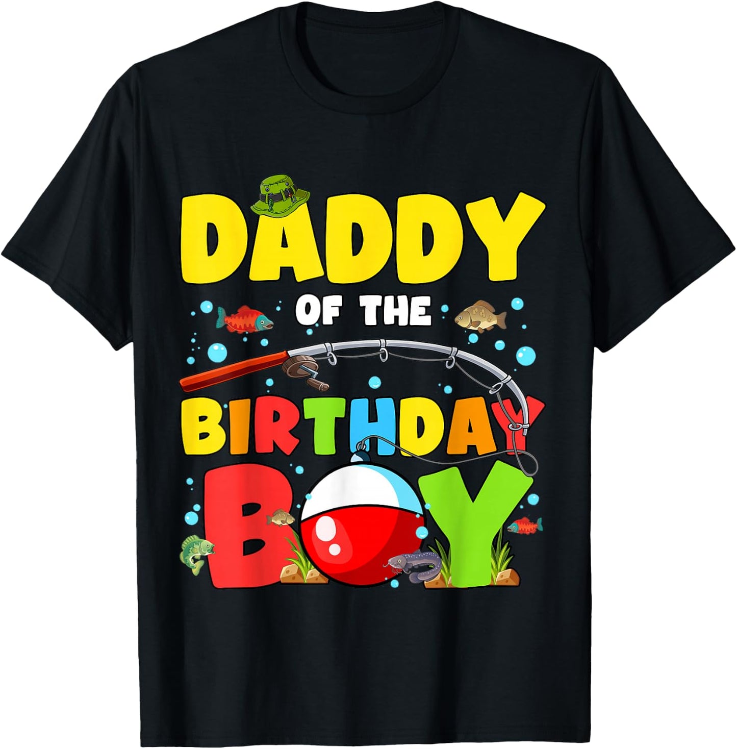 Daddy Of The Birthday Boy Fishing O-Fish-Ally Family Party T-Shirt - T-Shirt | Black