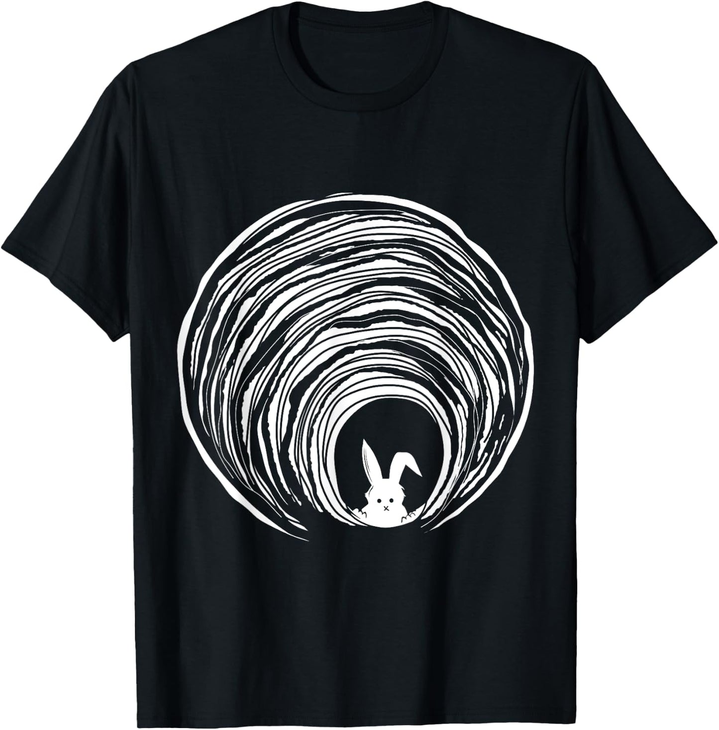 Conspiracy Theories Spiral Down Vortex Hole With Rabbit T-Shirt - T-Shirt | Black