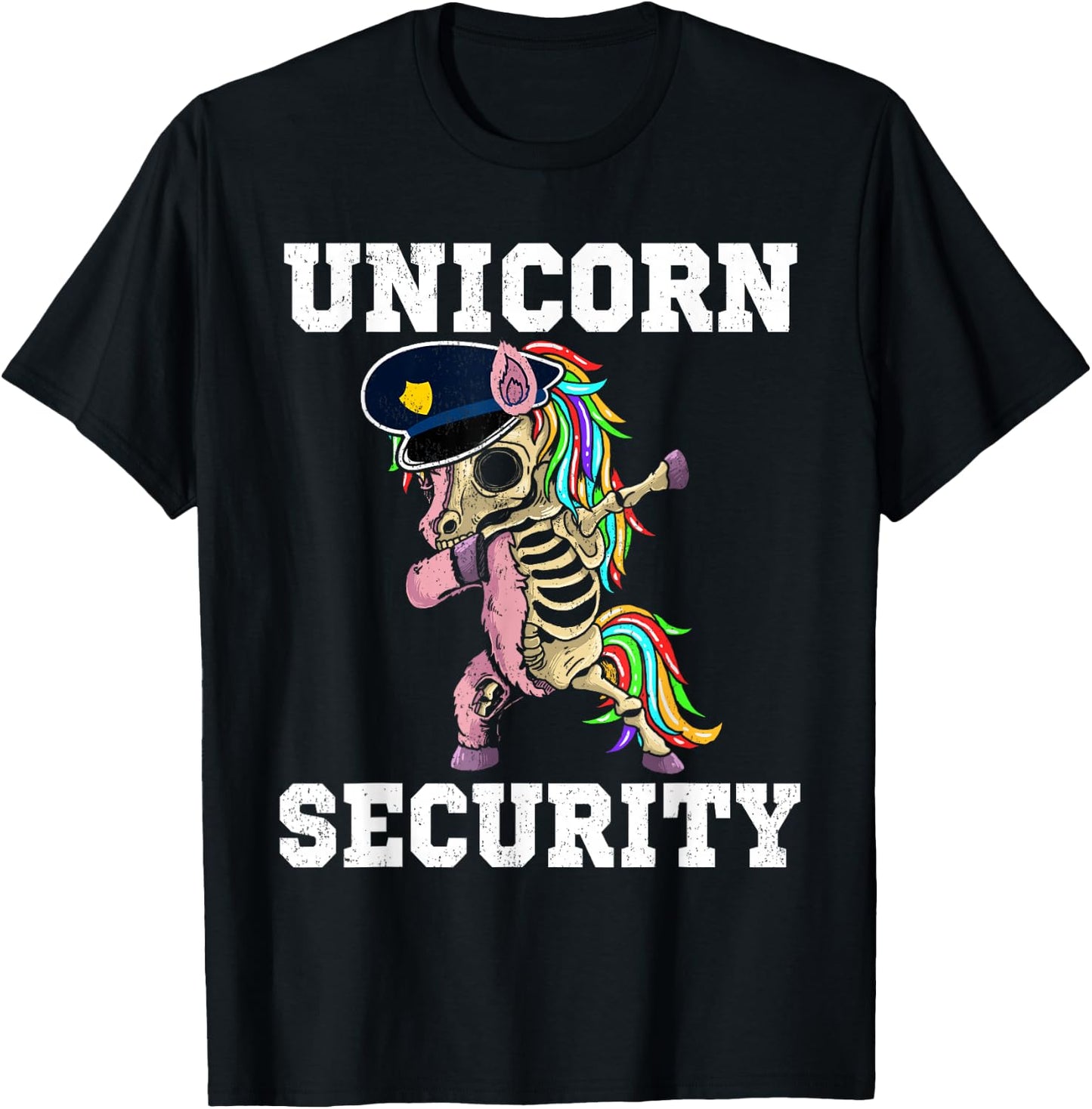 Unicorn Security Funny Unicorn Skeleton Dabbing Family Group T-Shirt - T-Shirt | Black