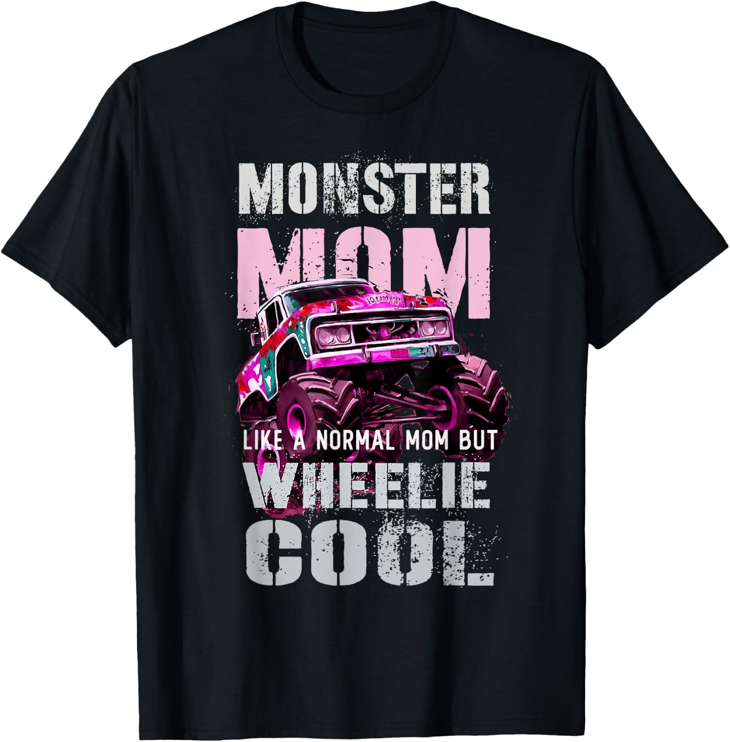 Vintage MONSTER Truck MOM Like Normal Mama of Boy Momster T-Shirt - T-Shirt | Black