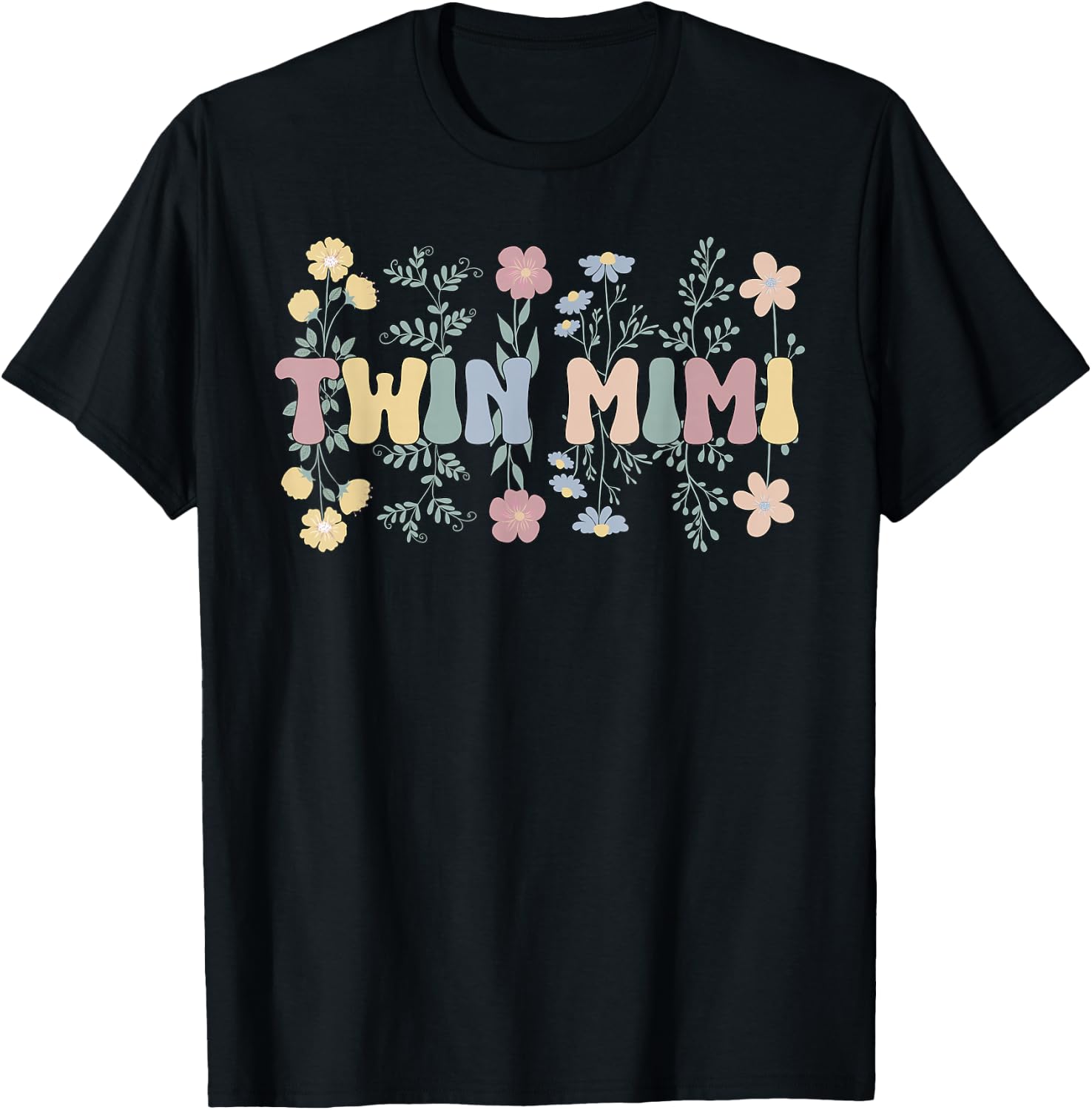 Twin Mimi Grandma Groovy Mimi Of Twins T-Shirt - T-Shirt | Black