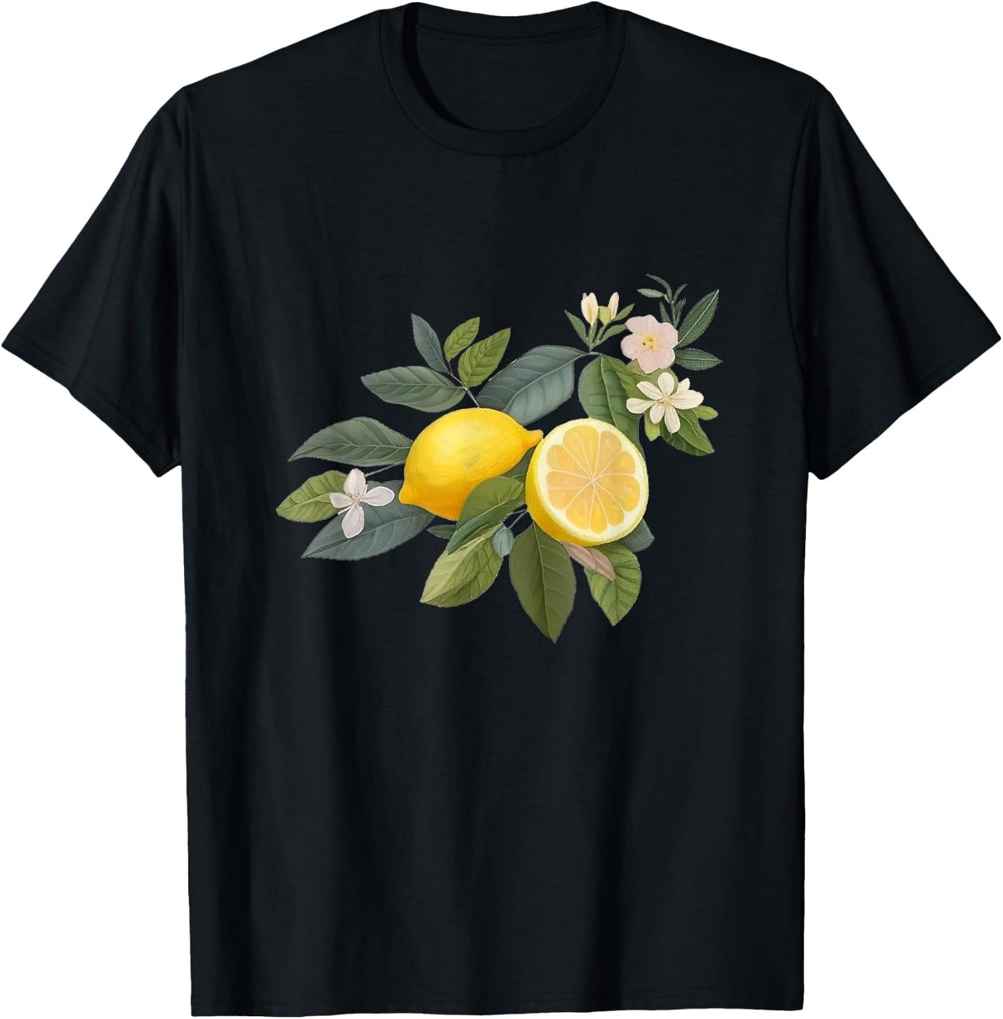 Cute Lemon Botanical Gardening Summertime Vintage-Style T-Shirt - T-Shirt | Black